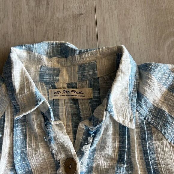 Free People We The Free Away At Sea Striped Linen Blend Crop Top Size Small - Picture 5 of 8